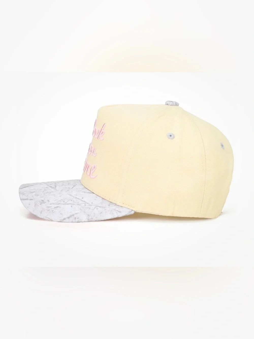 C.C Cream SnapBack Trucker with Pink Script and Camo Brim - Picture 3 of 4